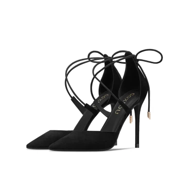 Chic Belle Noire Vêtement De Rue Sandales Femme 2020 X Strap 10 Cm Talons Aiguilles À Bout Pointu Sandales