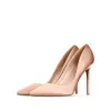 Chic / Beautiful Nude Office OL Pumps 2020 10 cm Satin Stiletto Heels Pointed Toe Pumps