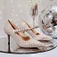 Charming Nude Pearl Rhinestone Wedding Shoes 2020 7 cm Stiletto Heels Pointed Toe Wedding Pumps