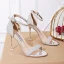 Sexy Sparkly Silver Evening Party Womens Sandals 2020 Ankle Strap 10 cm Stiletto Heels Open / Peep Toe Sandals