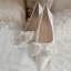 Elegant Ivory Wedding Shoes 2020 Pearl Bow 10 cm Stiletto Heels Pointed Toe Wedding Pumps
