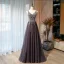 Chic / Beautiful Purple Prom Dresses 2021 A-Line / Princess V-Neck Beading Sequins Sleeveless Backless Floor-Length / Long Prom Formal Dresses