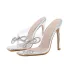 Sexy Transparent Sommer Silber Cocktail Sandalen Damen 2020 Strass Schleife 11 cm Stilettos Peeptoes Sandaletten