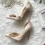 Charmant Champagner Ball Damenschuhe 2020 Leder Perle Strass Schmetterling 12 cm Stilettos Spitzschuh High Heels