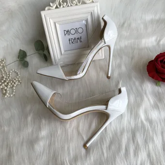 Chic Belle Blanche Bureau Ol Cuir Verni Escarpins 2020 12 Cm Talons Aiguilles À Bout Pointu Escarpins
