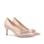 Charming Champagne Rhinestone Wedding Shoes 2021 Leather 7 cm Stiletto Heels Pointed Toe Wedding Pumps High Heels