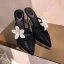 Charmant Noire Dansant Daim Sandales Femme 2020 Cuir Perle 9 cm Talons Aiguilles À Bout Pointu Sandales