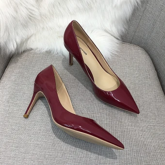Chic Belle Bordeaux Bureau Ol Cuir Escarpins 2020 10 Cm Talons Aiguilles À Bout Pointu Escarpins