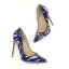 Chic / Beautiful Ocean Blue Cocktail Party Doodle Pumps 2020 12 cm Stiletto Heels Pointed Toe Pumps