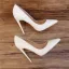 Schlicht Ivory / Creme Büro OL Leder Pumps 2020 Lackleder 10 cm Stilettos Spitzschuh Pumps