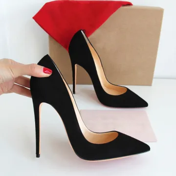 Chic Belle Noire Bureau Escarpins 2020 Cuir 10 Cm Talons Aiguilles À Bout Pointu Escarpins
