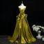 Fashion Clover Green Evening Dresses 2025 A-Line / Princess Strapless Sleeveless Backless Sweep Train Evening Party Formal Dresses