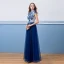 Vintage / Retro Royal Blue Evening Dresses  2018 A-Line / Princess Lace Flower Pearl Sequins High Neck Sleeveless Floor-Length / Long Formal Dresses