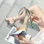 Fashion Silver Cocktail Party Patent Leather Sandals 2020 Ankle Strap 12 cm Stiletto Heels Pointed Toe Womens Sandals