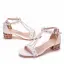 Elegant Ivory Outdoor / Garden Womens Sandals 2020 Pearl T-Strap Rhinestone Lace Flower 4 cm Thick Heels Low Heel Open / Peep Toe Sandals