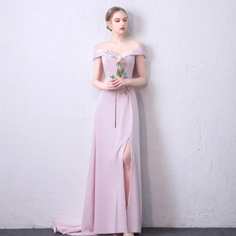 Eleganckie Cukierki Różowy Sukienki Wizytowe 2018 Princessa Perła Aplikacje Rhinestone Podział Przodu Wycięciem Kótkie Rękawy Bez Pleców Trenem Sweep Sukienki Wieczorowe