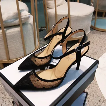 Fine Svart Gateklær Hælrem Sandaler Dame 2020 9 Cm Stiletthæler Spisse Sandaler