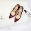 Chic / Beautiful Burgundy Office OL Pumps 2020 Patent Leather 12 cm Stiletto Heels Pointed Toe Pumps