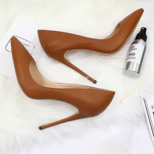 Chic Belle Marron Bureau Ol Escarpins 2020 12 Cm Talons Aiguilles À Bout Pointu Escarpins