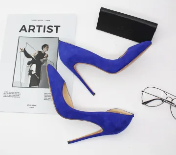 Modest Simple Royal Blue Office Ol Womens Shoes 2020 12 Cm Stiletto Heels Pointed Toe Heels