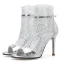 Moda Srebrny Karnawał Przebili Sandały Damskie 2020 10 cm Szpilki Peep Toe Sandały
