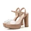 Sexy Beige Street Wear Womens Sandals 2020 11 cm Thick Heels Open / Peep Toe Sandals