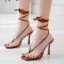 Fashion Brown Street Wear Womens Shoes 2020 Ankle Strap 9 cm Stiletto Heels Open / Peep Toe Sandals