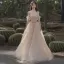 Charmant Champagne Glitter Paillettes Robe De Bal 2021 Princesse De l'épaule Manches Courtes Dos Nu Longue Promo Robe De Ceremonie