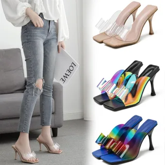 Chic Beautiful Street Wear Summer Bow Slipper Flip Flops 2020 9 Cm Stiletto Heels Open Peep Toe Womens Sandals