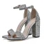Scintillantes Argenté Soirée Paillettes Sandales Femme 2020 Bride Cheville 11 cm Talons Épais Peep Toes / Bout Ouvert Sandales
