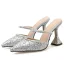 Sparkly Silver Street Wear Rhinestone Sequins Womens Sandals 2020 9 cm Stiletto Heels Pointed Toe Sandals