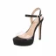 Sexy Summer Black Cocktail Party Womens Sandals 2020 Ankle Strap 11 cm Stiletto Heels Open / Peep Toe Sandals