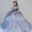 Lovely Vintage / Retro Pool Blue Prom Dresses 2021 A-Line / Princess Deep V-Neck Sequins Short Sleeve Floor-Length / Long Prom Formal Dresses