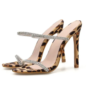 Sexy Brun Karnevals Klubb Rhinestone Sandaler Dame 2020 11 Cm Stiletthæler Peep Toe Sandaler
