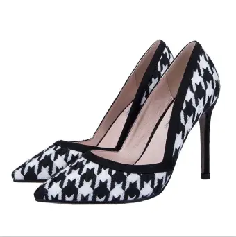 Mode Noire Désinvolte Escarpins 2020 Cuir 10 Cm Talons Aiguilles À Bout Pointu Escarpins