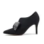 Schlicht Schwarz Freizeit Wildleder Stiefel Damen 2020 Leder Strass Schleife 8 cm Stilettos Spitzschuh Stiefel
