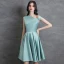 Fashion Mint Green Homecoming Satin Graduation Dresses 2021 A-Line / Princess Pearl One-Shoulder Sleeveless Knee-Length Formal Dresses
