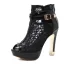 Mode Schwarz Strassenmode Spitze Durchbohrt Sandalen Damen 2020 11 cm Stilettos Peeptoes Sandaletten