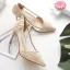 Schöne Beige Strassenmode Plissee Pumps 2020 9 cm Stilettos Spitzschuh Pumps
