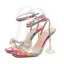 Sexy Multifarben Cocktail Sandalen Damen 2020 Strass Knöchelriemen Schleife 10 cm Stilettos Peeptoes Sandaletten