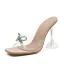 Sexy Beige Street Wear Womens Sandals 2020 Rhinestone Bow 10 cm Stiletto Heels Open / Peep Toe Sandals