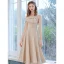 Mode Champagner Satin Heimkehr Abiballkleider 2021 A Linie One-Shoulder Schleife Kurze Ärmel Rückenfreies Wadenlang Festliche Kleider
