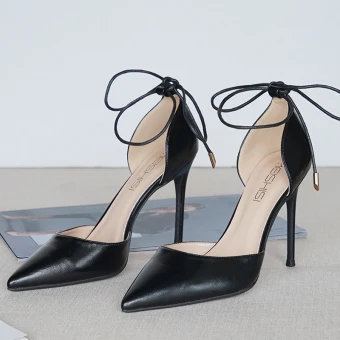 Fashion Black Cocktail Party Womens Sandals 2020 Ankle Strap 10 Cm Stiletto Heels Pointed Toe Sandals
