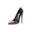 Chic / Beautiful Black Office Patent Leather Pumps 2020 Leopard Print 10 cm Stiletto Heels Pointed Toe Pumps