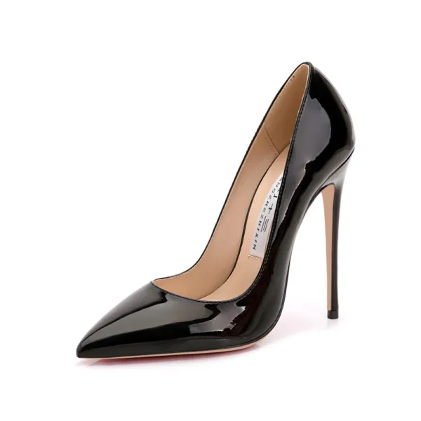 Chic / Beautiful Black Office OL Pumps Leather 2020 Patent Leather 11 cm Stiletto Heels Pointed Toe Pumps