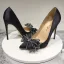 Chic / Beautiful Black Prom Pumps 2020 Satin Rhinestone Bow 12 cm Stiletto Heels Pointed Toe Pumps