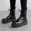Fashion Black Street Wear Leather Round Toe Womens Boots 2020