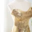Scintillantes Doré Paillettes Robe De Soirée 2024 Trompette / Sirène Bustier Sans Manches Dos Nu Train De Balayage Soirée Robe De Ceremonie