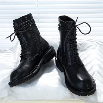 Chic Beautiful Black Winter Street Wear Leather Round Toe Womens Boots 2020