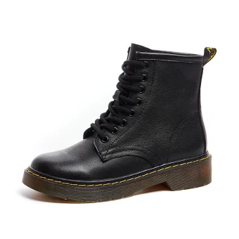 Fashion Black Fall Casual Leather Round Toe Womens Boots 2020